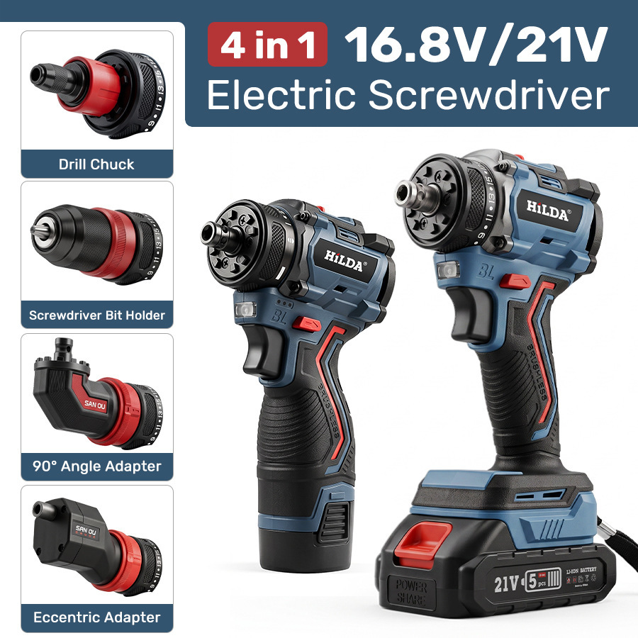 21V Brushless 4-in-1 Multi-Function Tool Cross-Border Lithium Battery Electric Cordless Drill Set 16.8V