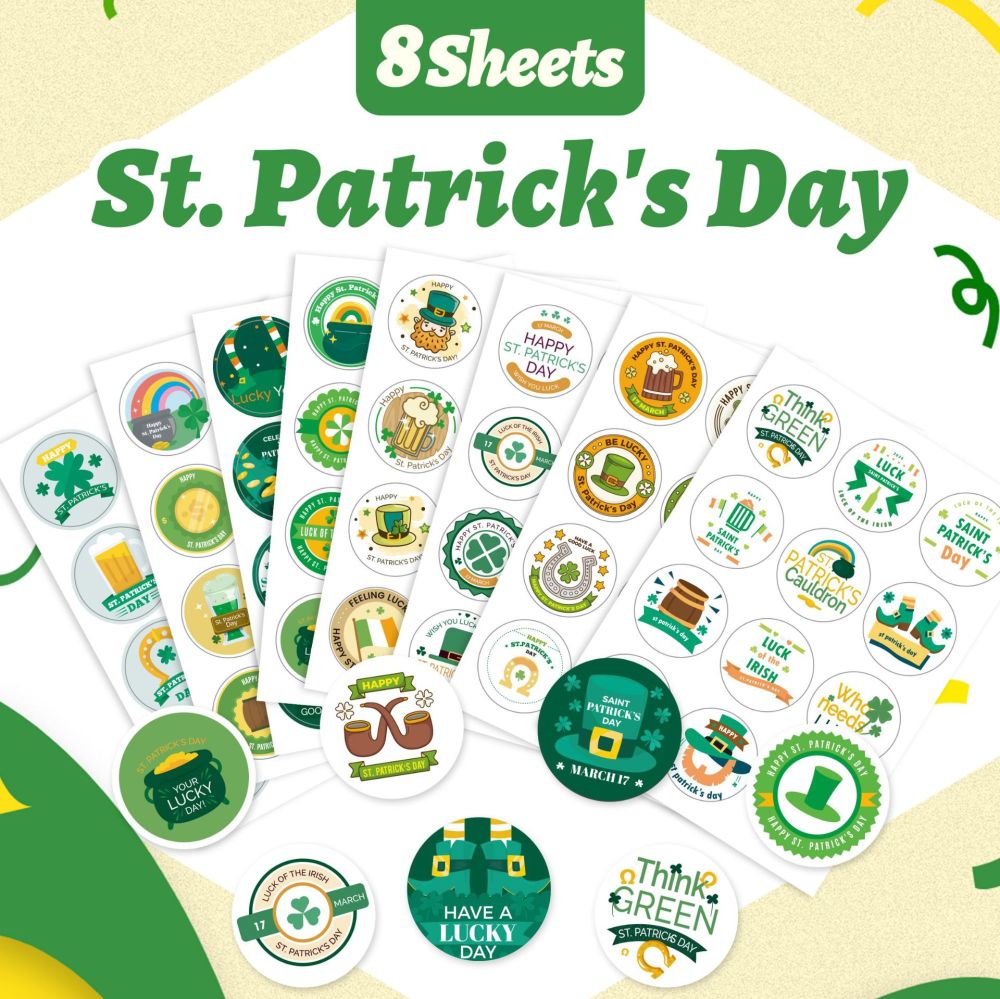 St. Patrick's Day Green Hat Stickers, Round Decorative Envelope Seals - 1
