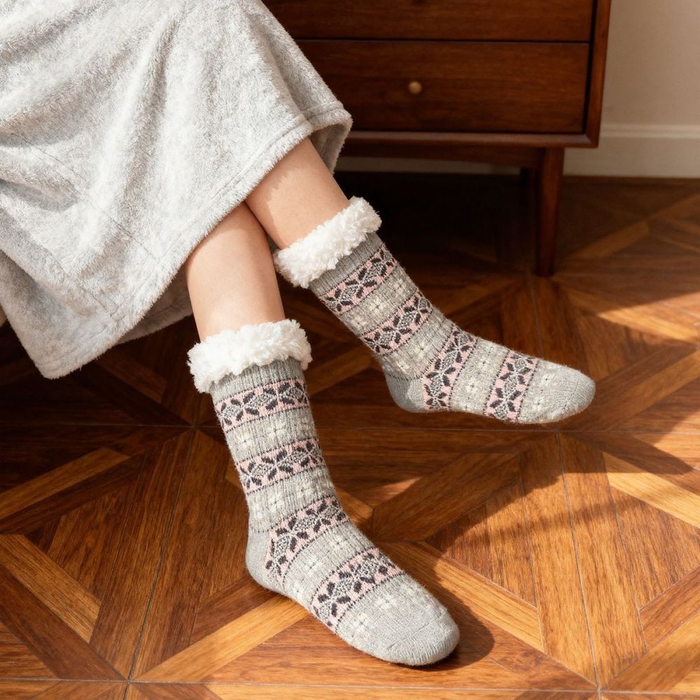 Custom Printed Adult Thick Fleece-Lined Coral Socks, Acrylic