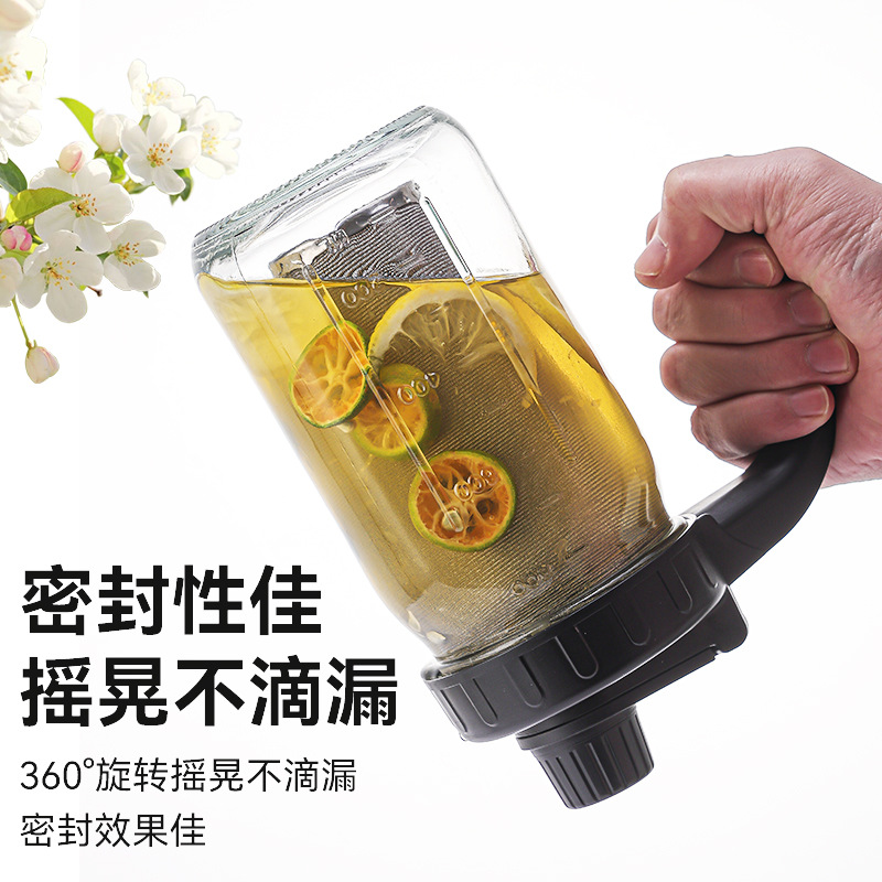 2000ml Glass Juice Bottle with Screw Lid, Leak-Proof Cold Water Pitcher