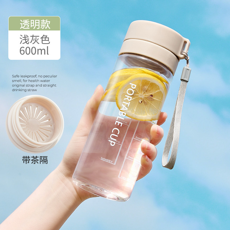 Wasserglas mit Teefilter, sommerliches hochwertiges einfaches Studentenbecher, tragbar für Männer, hitzebeständiger Outdoor-Sporttrinkbecher aus Kunststoff - 13