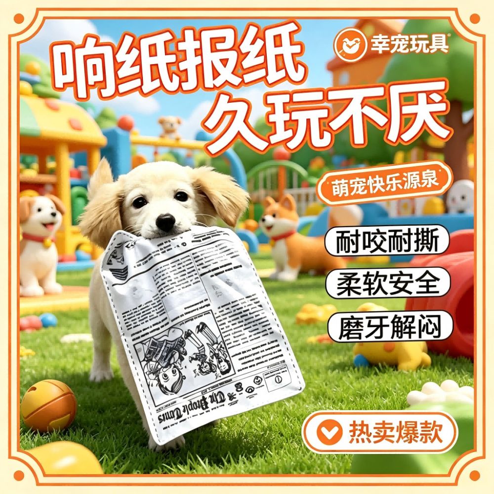 跨境宠物狗狗发声玩具耐咬磨牙自嗨解闷发声报纸响纸玩具用品 - 1