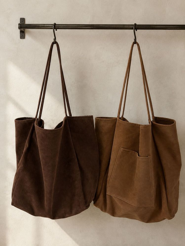 Großvolumige Schultasche aus Veloursleder in Herbst-Winter-Kollektion, Lazy-Style-Design, vielseitig kombinierbar, Handtasche mit großem Fassungsvermögen für Studentinnen und zum Einkaufen - 2