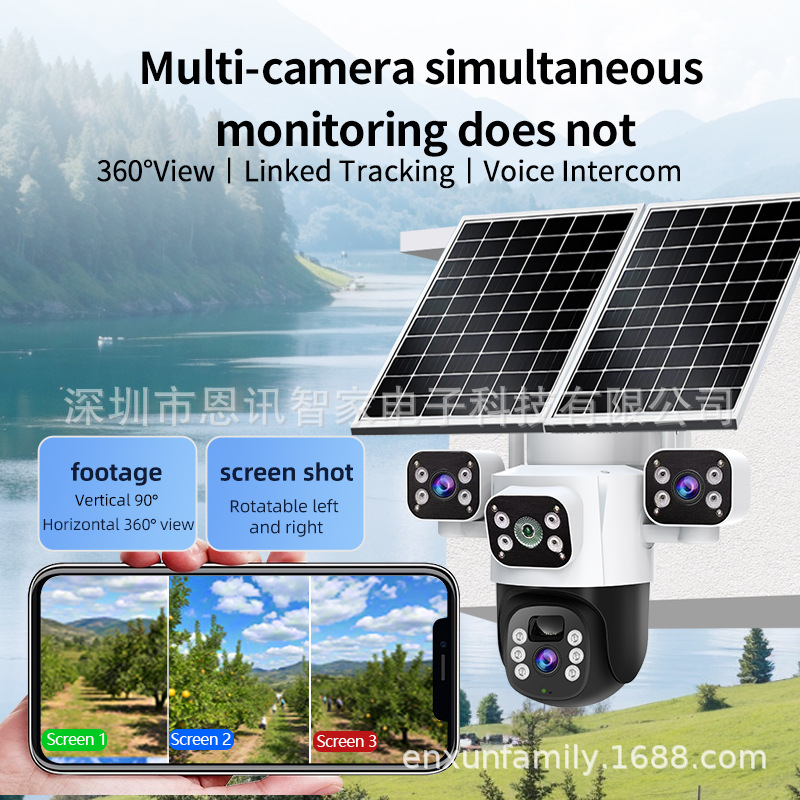 Açık Alan Wifi Güneş Enerjili Gözetim Kamerası Gece Görüşlü Solar Powered Security Camera