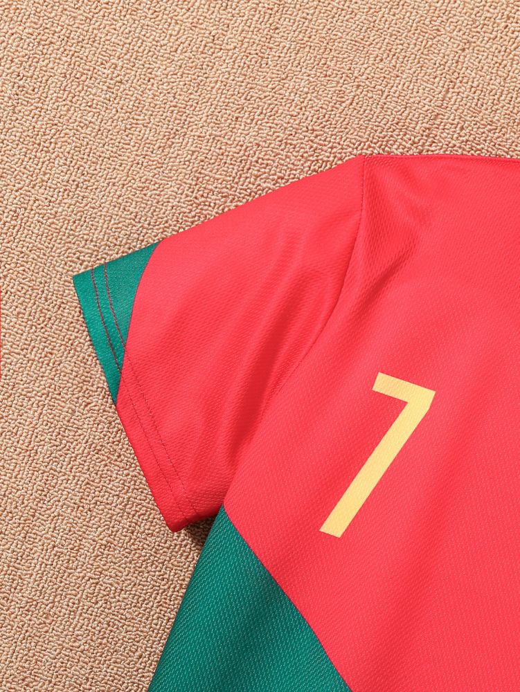Jungen-Sommersportanzug, Fußballtrikot Nr. 7 mit Shorts