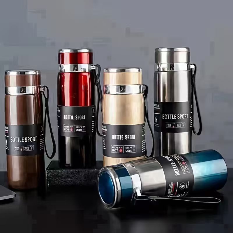 316 Stainless Steel Insulated Bottle with Strap, Large Capacity Portable Sports Water Bott