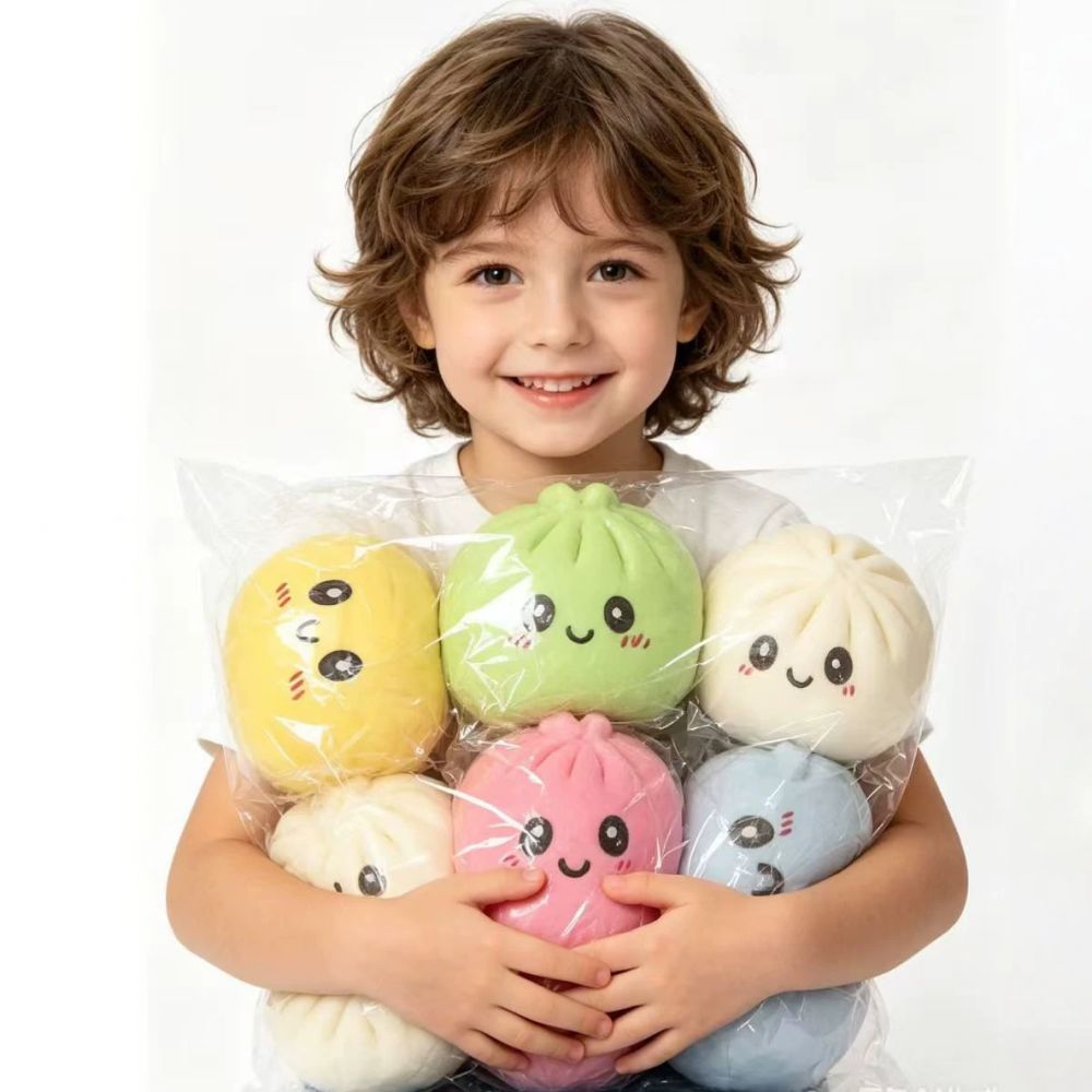 Macaron Color Oversized Simulated Steamed Bun Squishy Flour Bun with Steamer Basket Stress Relief Toy Decompression Big Bun