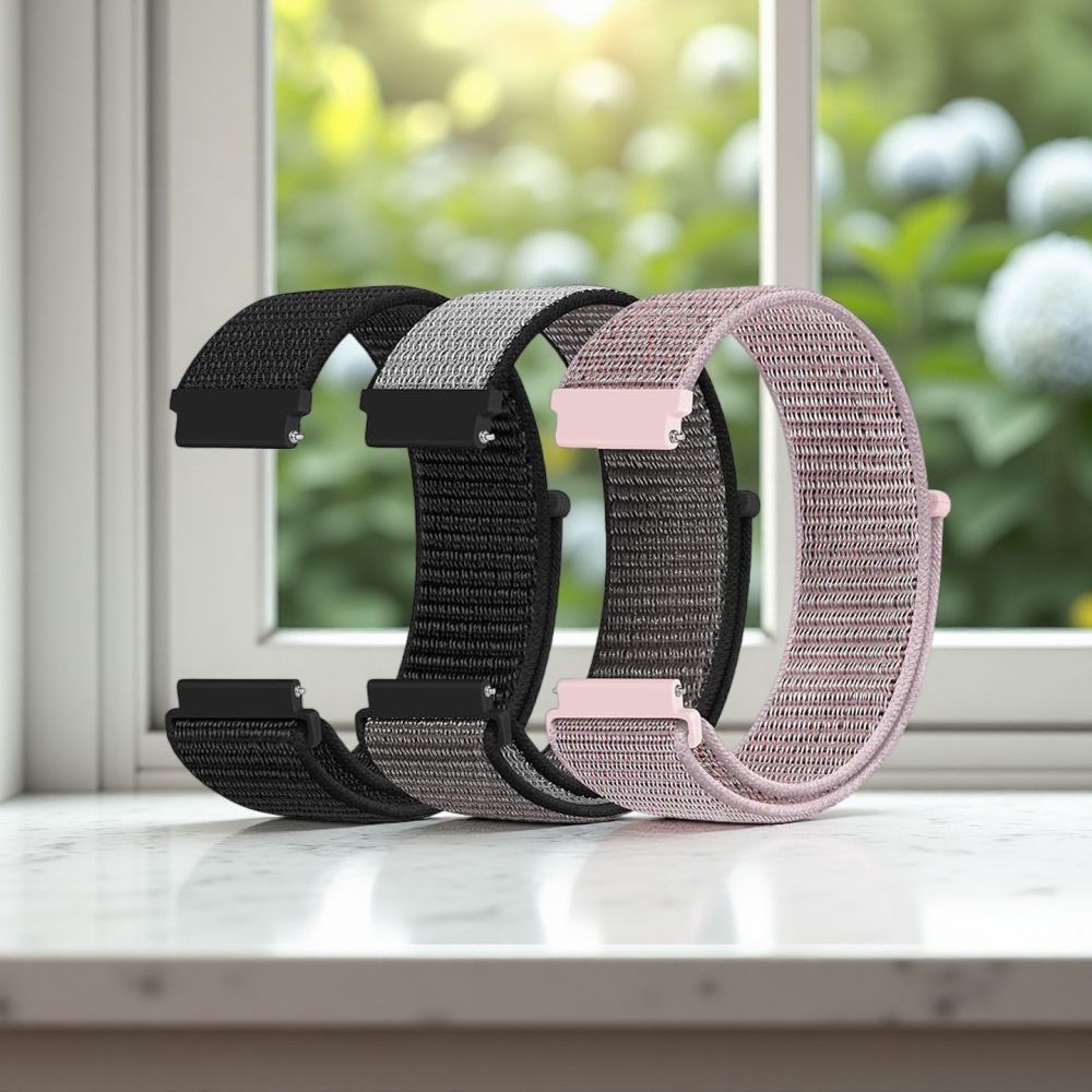Nylon Hook-and-Loop Fashion Sport Watch Strap for Samsung, Huawei, Garmin, 18MM, 20MM, 22MM Styles