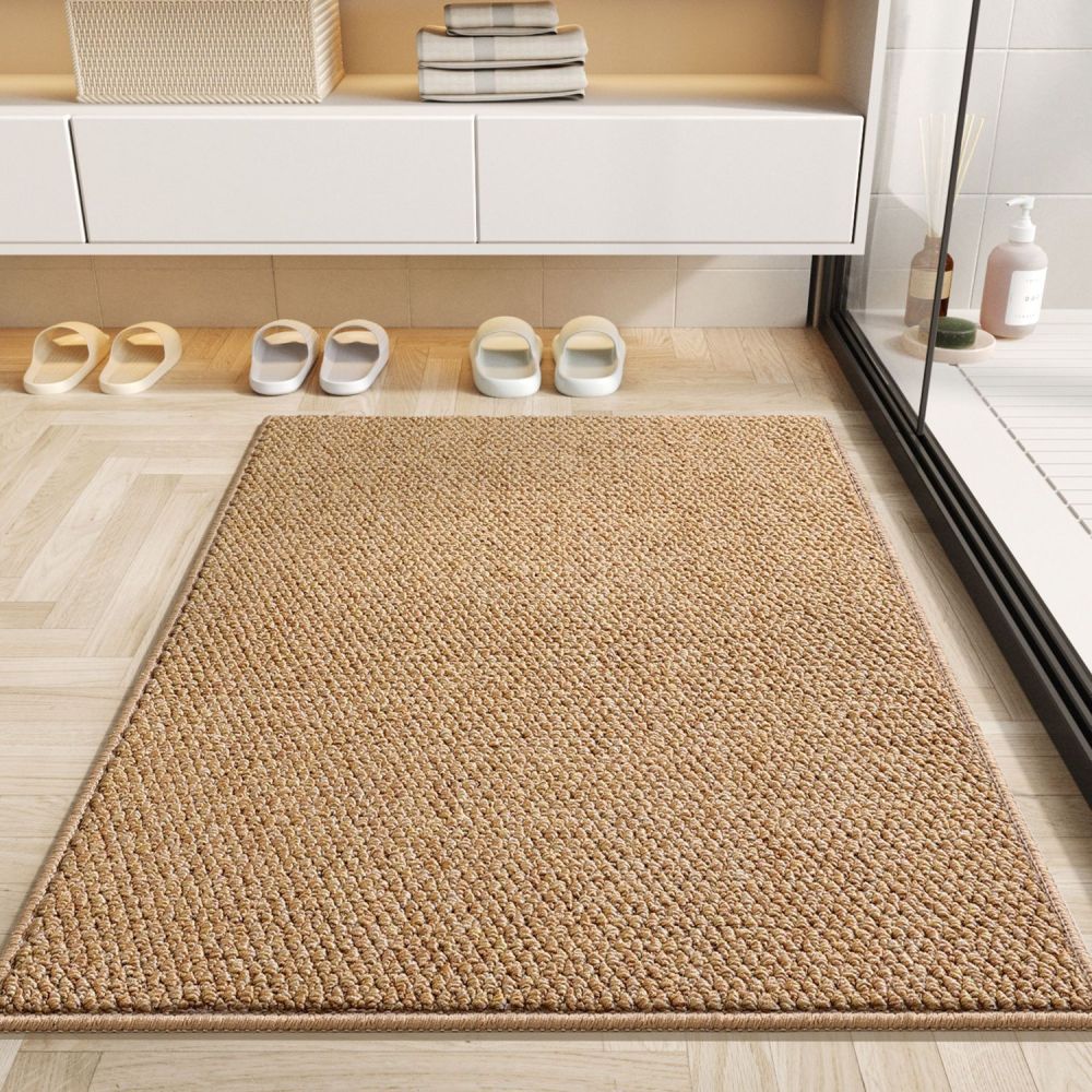 Imitation Sisal Bathroom Mat, Absorbent Non-Slip, Solid Color