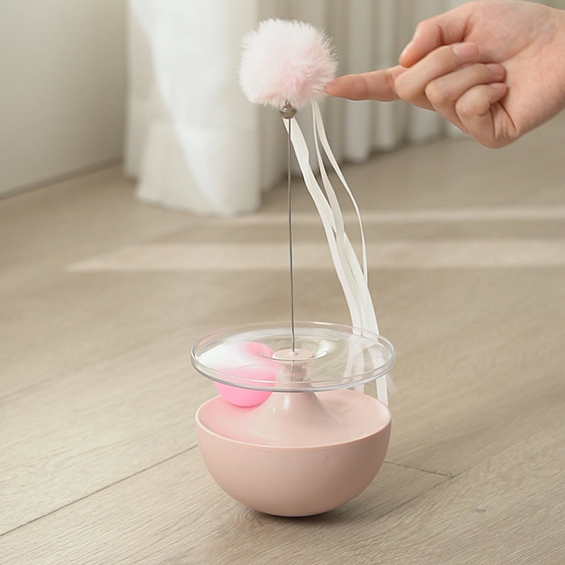 Feather Bell Cat Teaser Wand with Chew-Resistant Plush Ball - 1