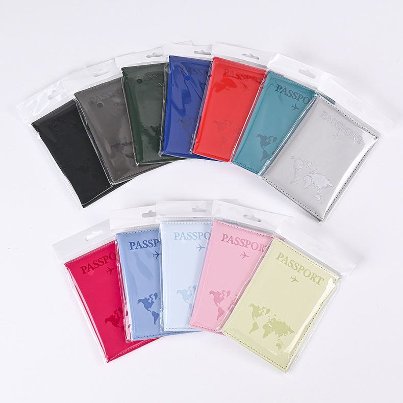 PU Leather Passport Cover with Airplane Map Travel Design