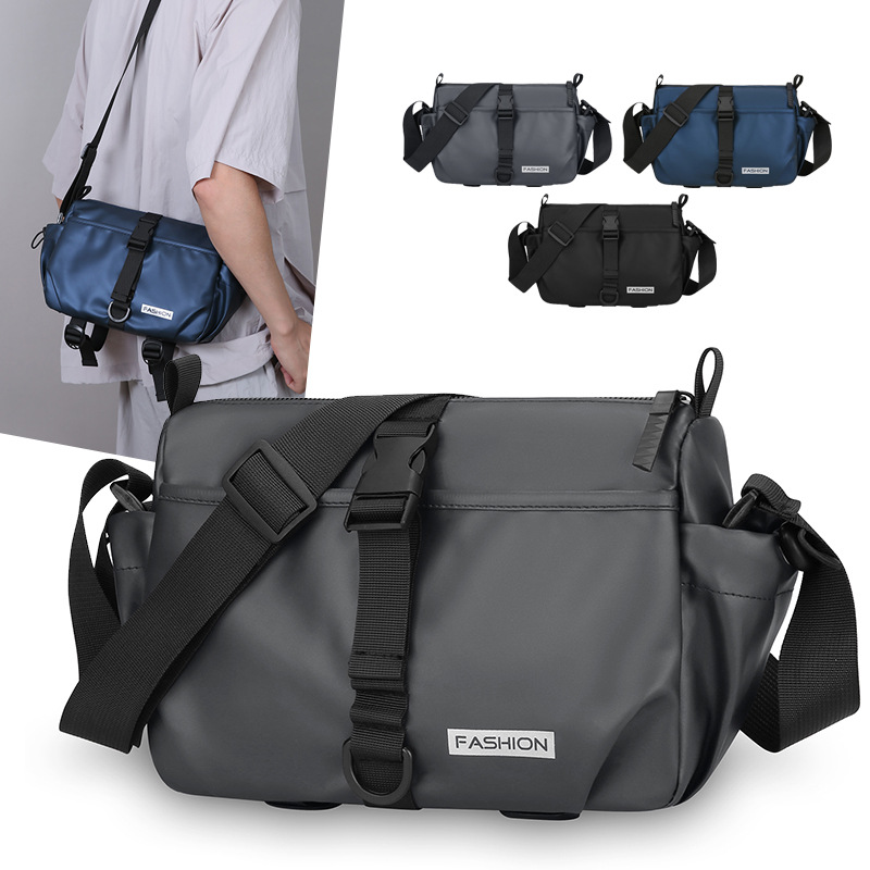 Men's Single Shoulder Bag, Large Capacity, PU Leather Look, Multi-Pocket