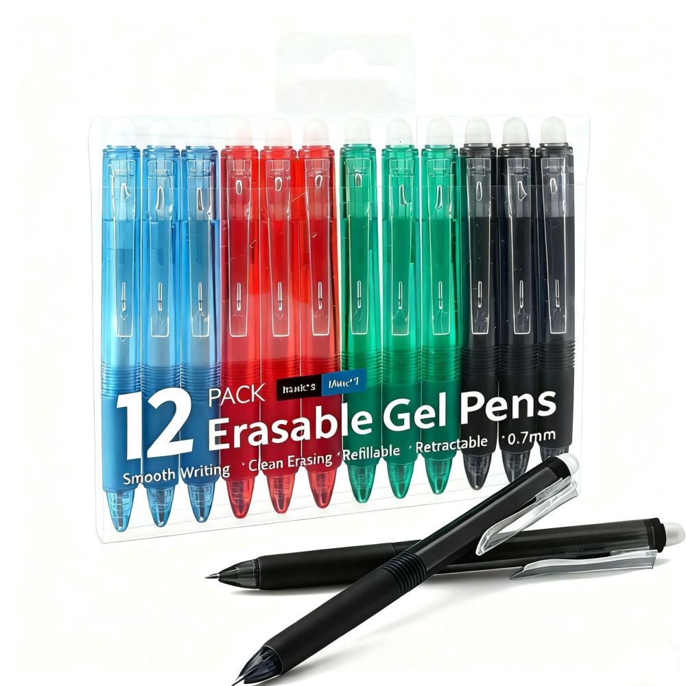 Radierbare Gelstifte 12er Set, einziehbar, 0,7 mm Spitze - 1
