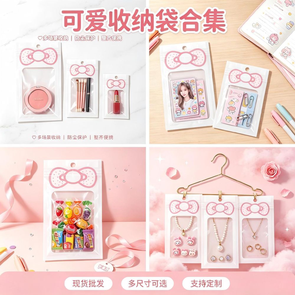 Selbstversiegelnde Beutel niedliches Cartoon-Design Instagram-Stil Verpackungs-Verschlussbeutel für Handyhüllen kleine Accessoires Schmuck Aufbewahrung Verpackungsbeutel Lagerbestände - 4