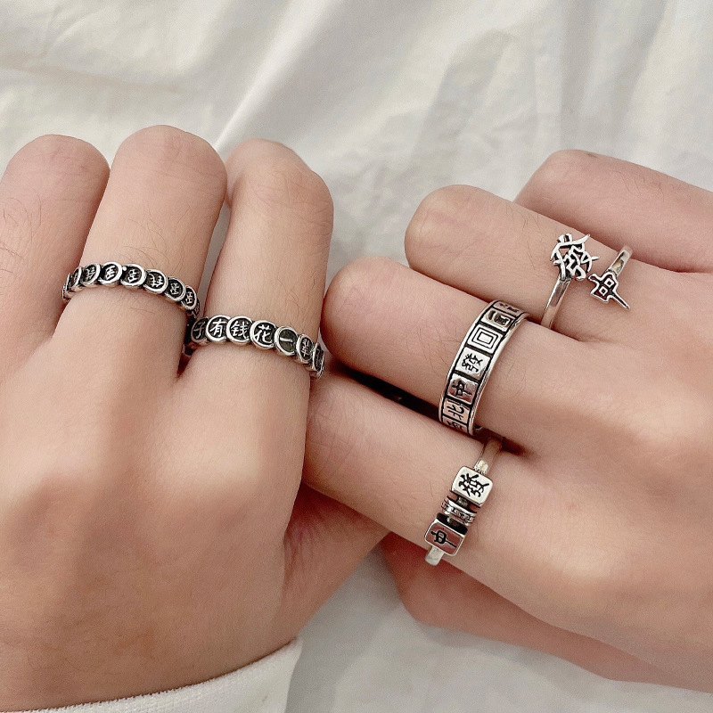 925 sterling silver ring, Pixiu, vintage open mouth design