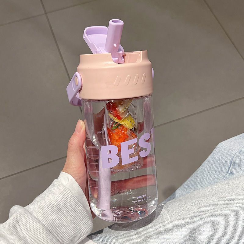 Large capacity summer water cup for girls, elegant design, portable, practical sports straw cup, new style student cup - 9