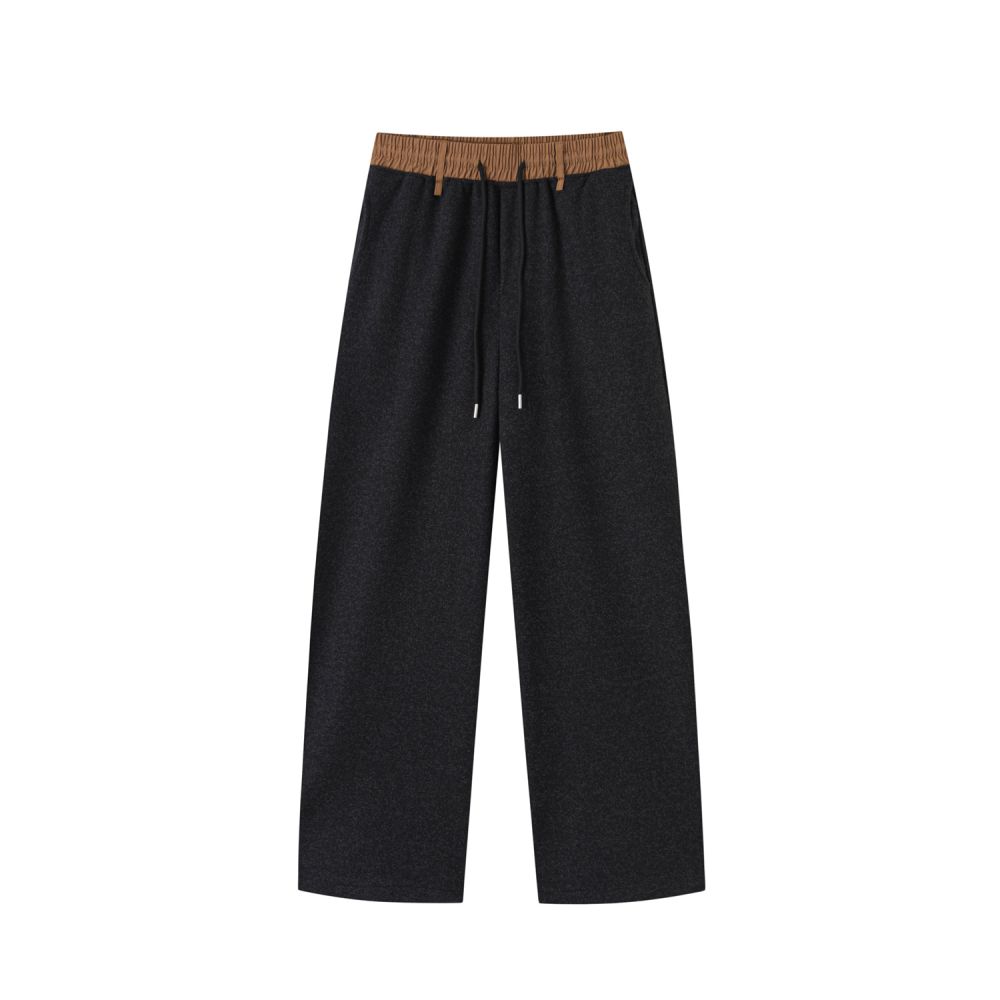 2026 New Autumn Winter Casual Pants Men Sand-Washed Sweatpants Patchwork Solid Color Wide-Leg Pants Saber Pants Hong Kong Style Sports Pants Trendy