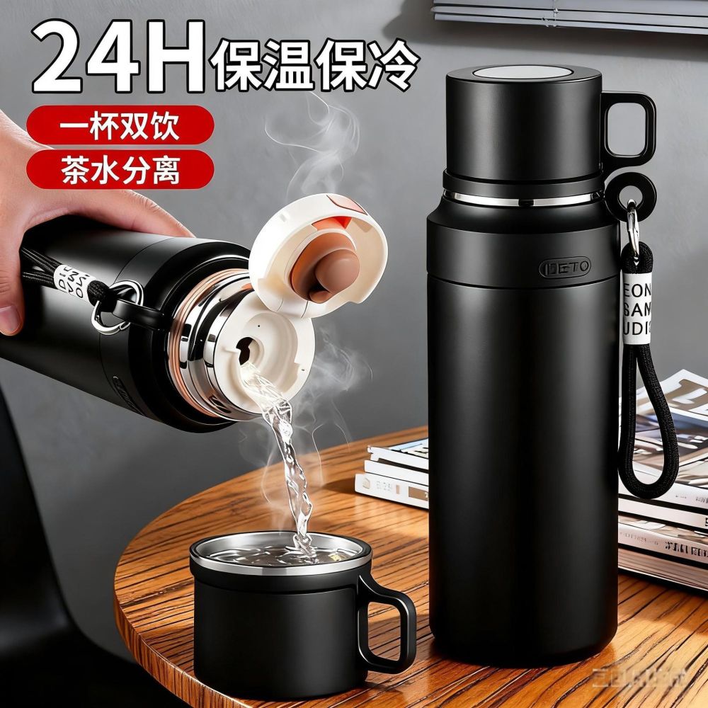 316 Stainless Steel Insulated Water Bottle, Large Capacity, Double-Wall with Tea-Water Sep