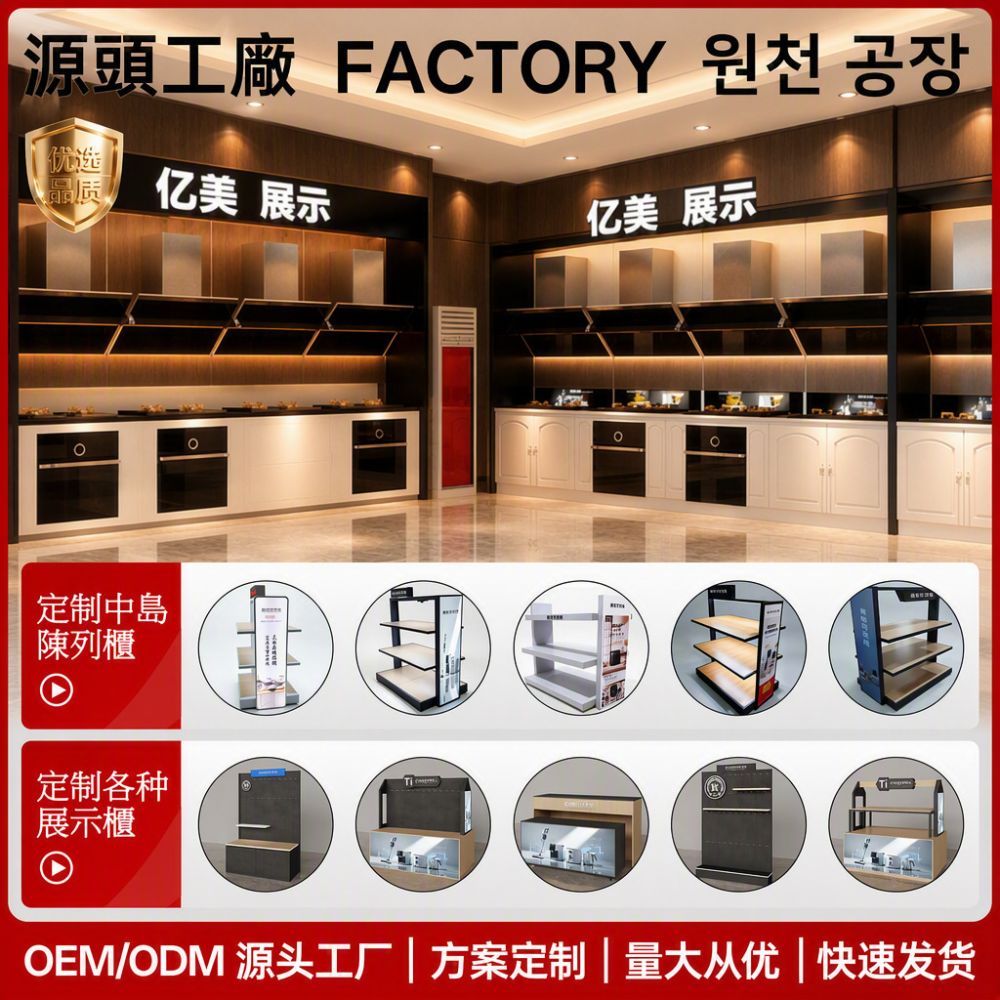 Steel-Wood Combined U-Shaped Step Cabinet Island Display Stand Cosmetics Showcase Display Cabinet Product Exhibition Cabinet Custom