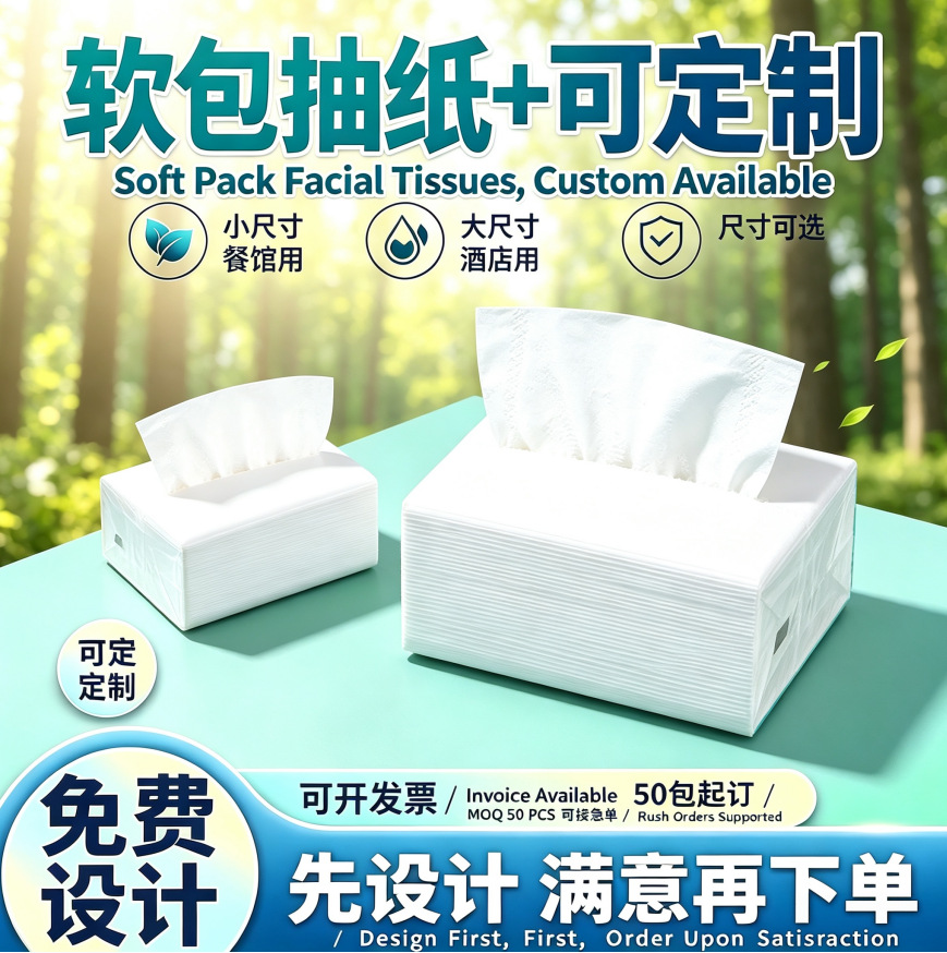 Custom Logo-Printed Tissue Napkins, Advertising Paper Napkins, Bulk Case Pack