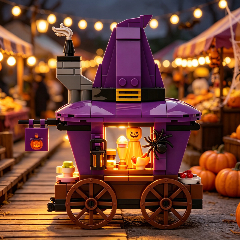 Magic Hat Dining Cart Building Block Set, Halloween Series, Lego Compatible