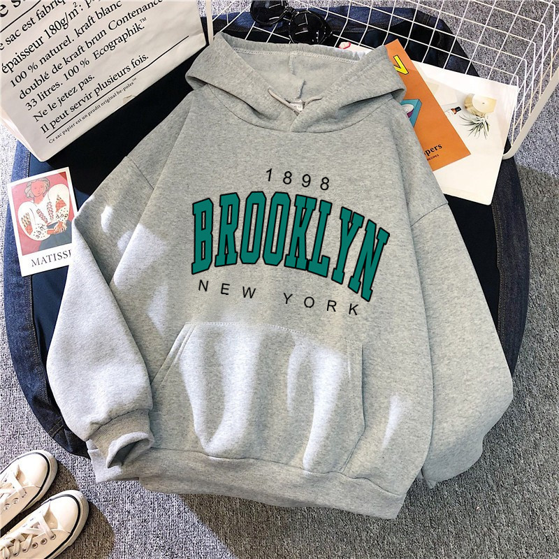 Sonbahar ve Kış Polar gevşek kadın Kazak kazak Sınır Ötesi Sıcak Satış Brooklyn Baskı Çift Kazak tişörtü