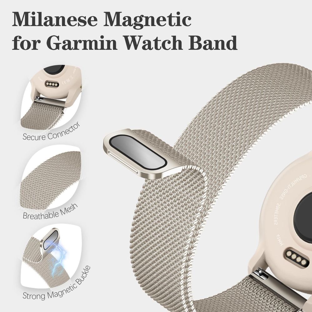 Milanese Metal Watch Band for Garmin Venu and Forerunner 570/265/255