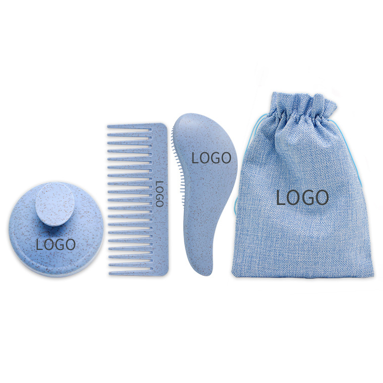 Weizenstrohkamm-Set 3-teiliges Set grenzüberschreitender Heißverkauf Haarglättungs-Massagekopf Kamm Friseur-Kamm Silikon-Shampoo-Bürste