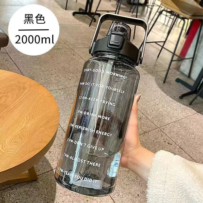 Grenzüberschreitende XXL-Raumfahrttasse, Sommer-Tragbarer Wasserbecher mit hohem ästhetischen Wert, Unisex-Fitness-Sportflasche, 2L Kunststoffbecher mit Strohhalm - 7