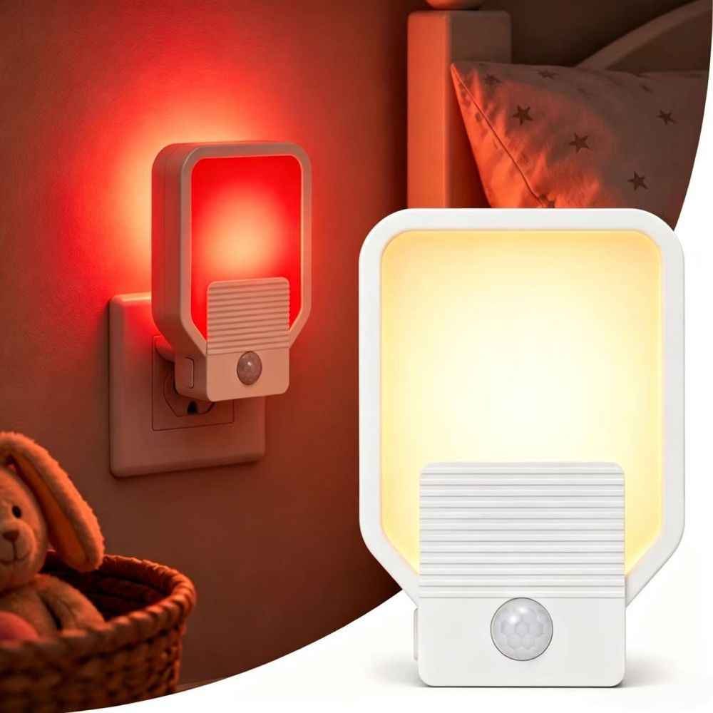670nm Kırmızı Işıklı LED Uyku Gece Lambası, Hareket Sensörlü, Kısılabilir, Prizli