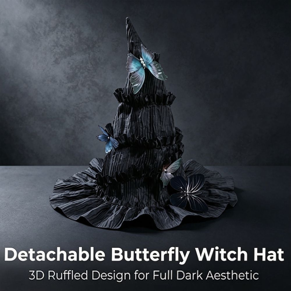 Cross-border Halloween Lolita Witch Hat Gothic Dark Style Pointed Butterfly Stage Party Performance Props