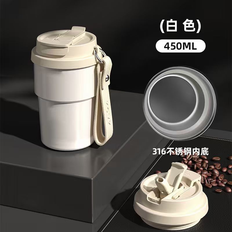 Einfache doppelwandige Kaffee-Thermoskanne 316 Edelstahl Kaffeebecher hochwertiges tragbares Geschenk Wassertasse mit individualisiertem Logo - 7