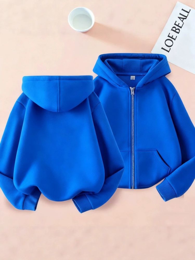 Kids' Hooded Sweatshirt, Zip-Up, Loose Fit, Spring/Autumn