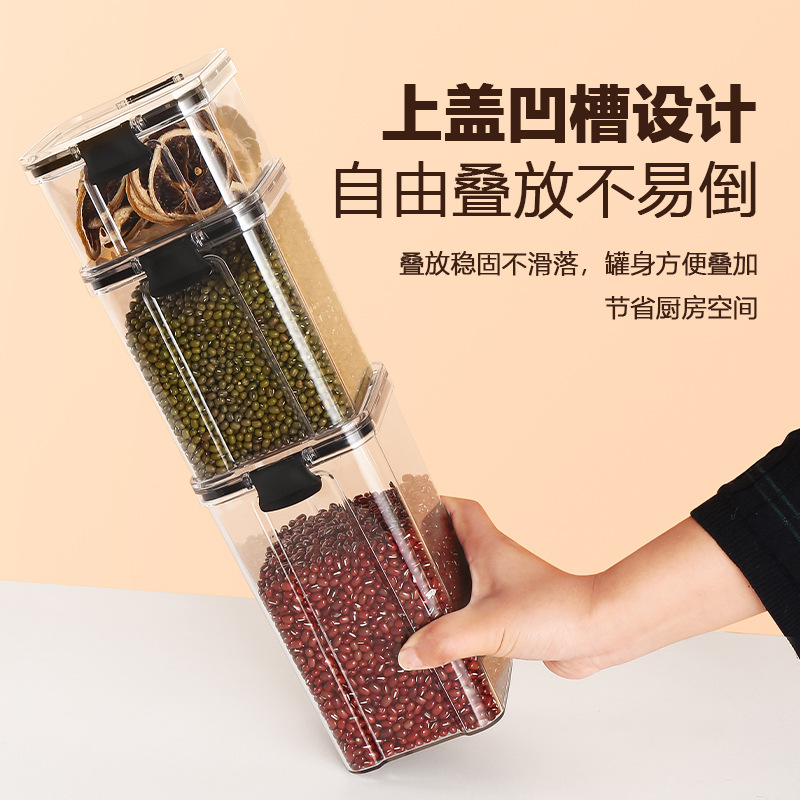 Food-grade transparent plastic lid square thickened storage jar, sealed grain storage jar - 3