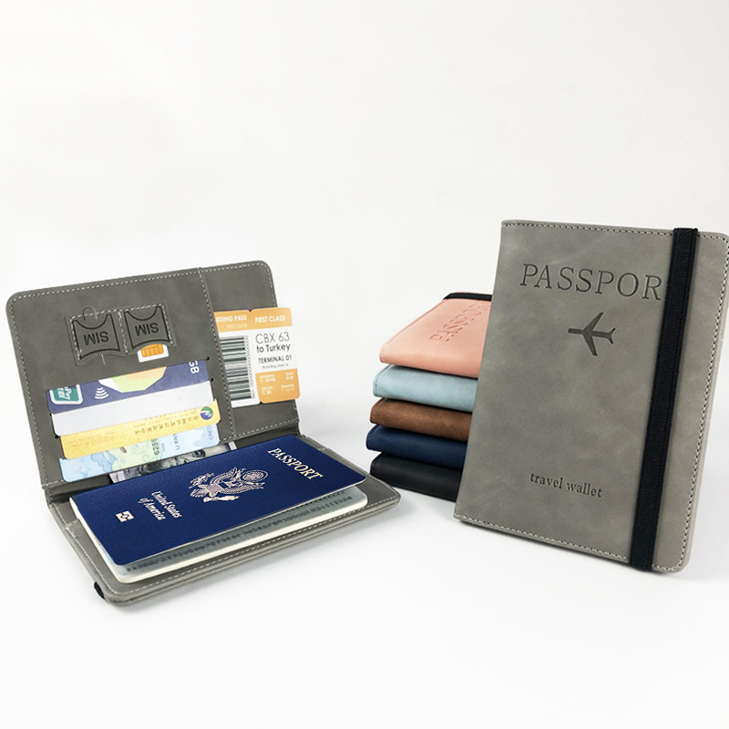Sınır ötesi popüler nokta RFID pasaport çantası pu deri çok fonksiyonlu SIM kart tutucu belge çantası deri kapaklı pasaportluk