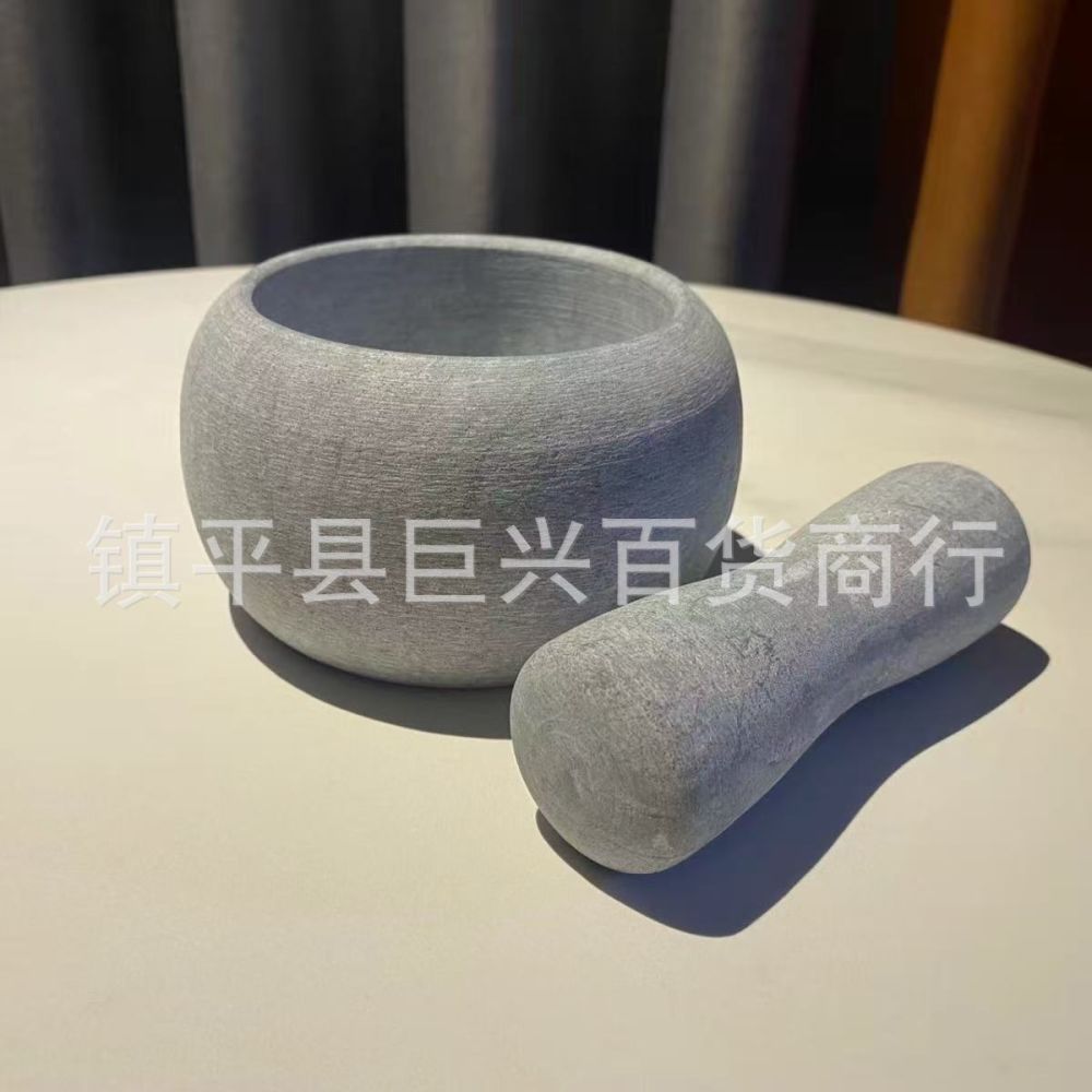 Stone Garlic Mortar with Pestle, Manual Traditional Garlic Mincer, Grinding Mortar for Home Kitchen, Herbal Medicine Crusher, Stone Grinding Jar - 4