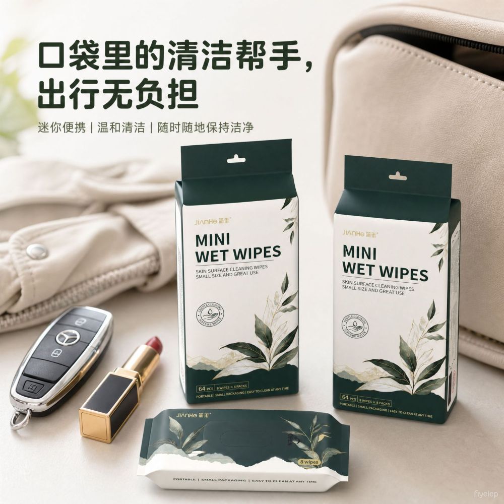 Mini Feuchttücher Babytücher hygienische Reinigung Mini Kindertücher tragbar kleine Packung Hand- und Mundreinigungstücher Großhandel - 5