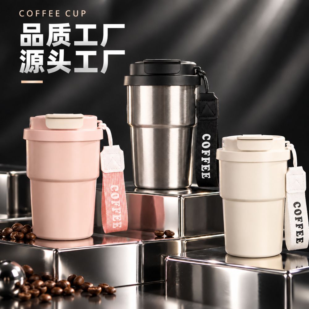 Einfache doppelwandige Kaffee-Thermoskanne 316 Edelstahl Kaffeebecher hochwertiges tragbares Geschenk Wassertasse mit individualisiertem Logo - 3