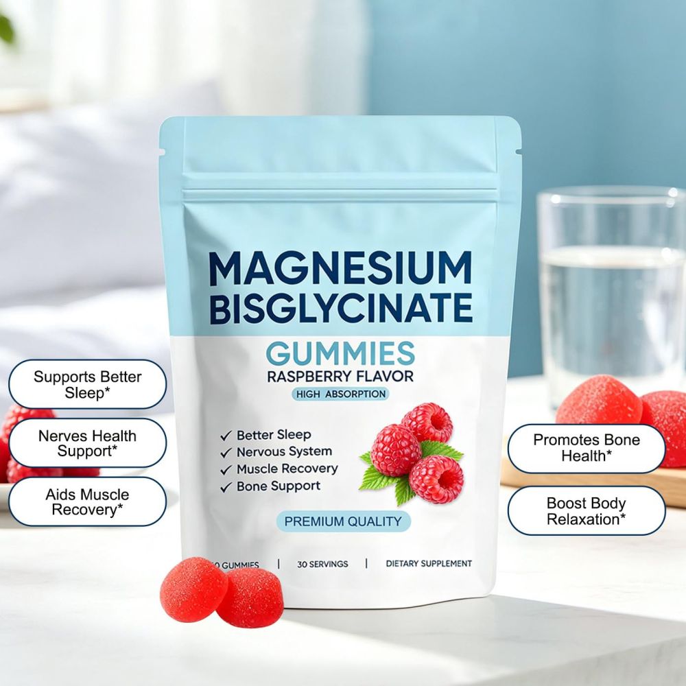 Export Bestseller Magnesium Bisglycinate Gummies 60 Pcs Source Factory