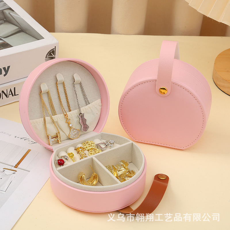 Halbrundes Schmuckkästchen Premium Mini Schmuckkassette tragbare Reise Ringe Ohrringe Prinzessin Schmucktasche - 3