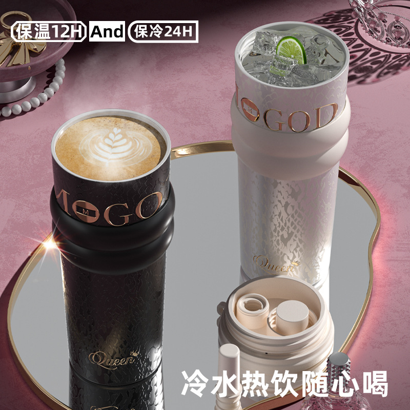 Grenzüberschreitende Großraum-Isolierkaffeetasse mit Eisbehälter aus Edelstahl 316, tragbare Reisekaffeetasse mit Strohhalm, leichte Luxus-Wasserflasche für Auto - 5
