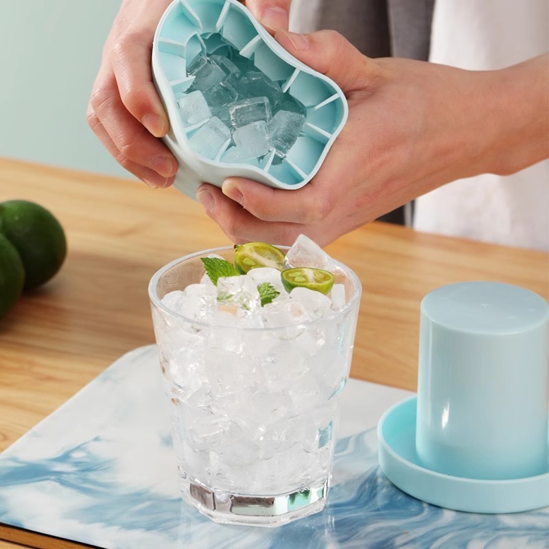 Silikon Buz Kalıbı Buz Küpü Kalıbı Kolay Çıkarma Silindir Buz Kalıbı Mini Buz Kovası Buz Kutusu Saklama Kutusu - 3