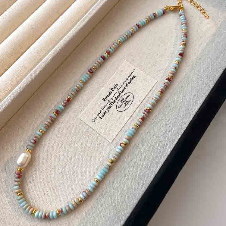 Freshwater pearl beaded layered necklace for women