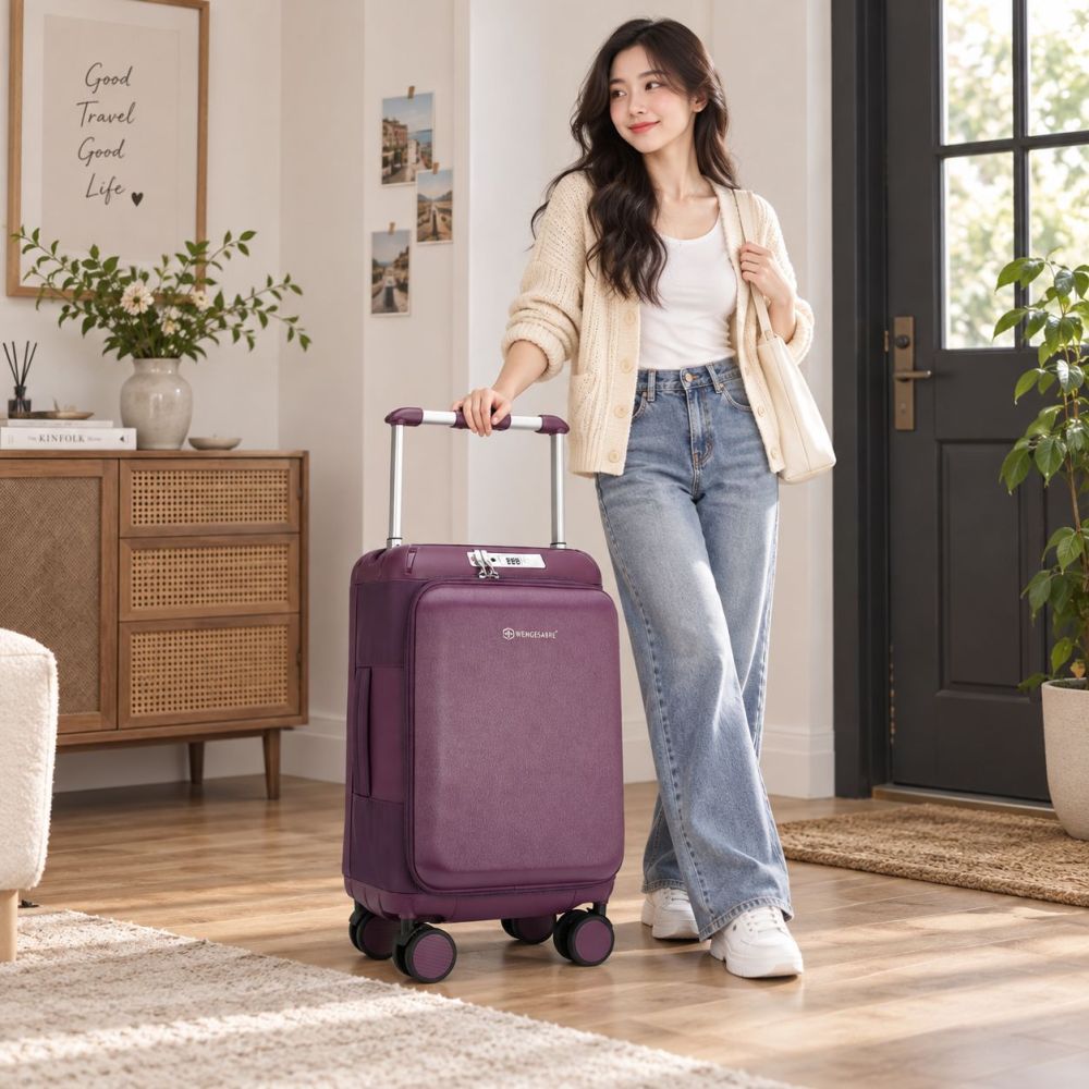 In Stock Hot-Selling Front-Opening Wide Handle Luggage 20 Inch Carry-On Suitcase Ultra-Light TSA Customs Lock Travel Luggage