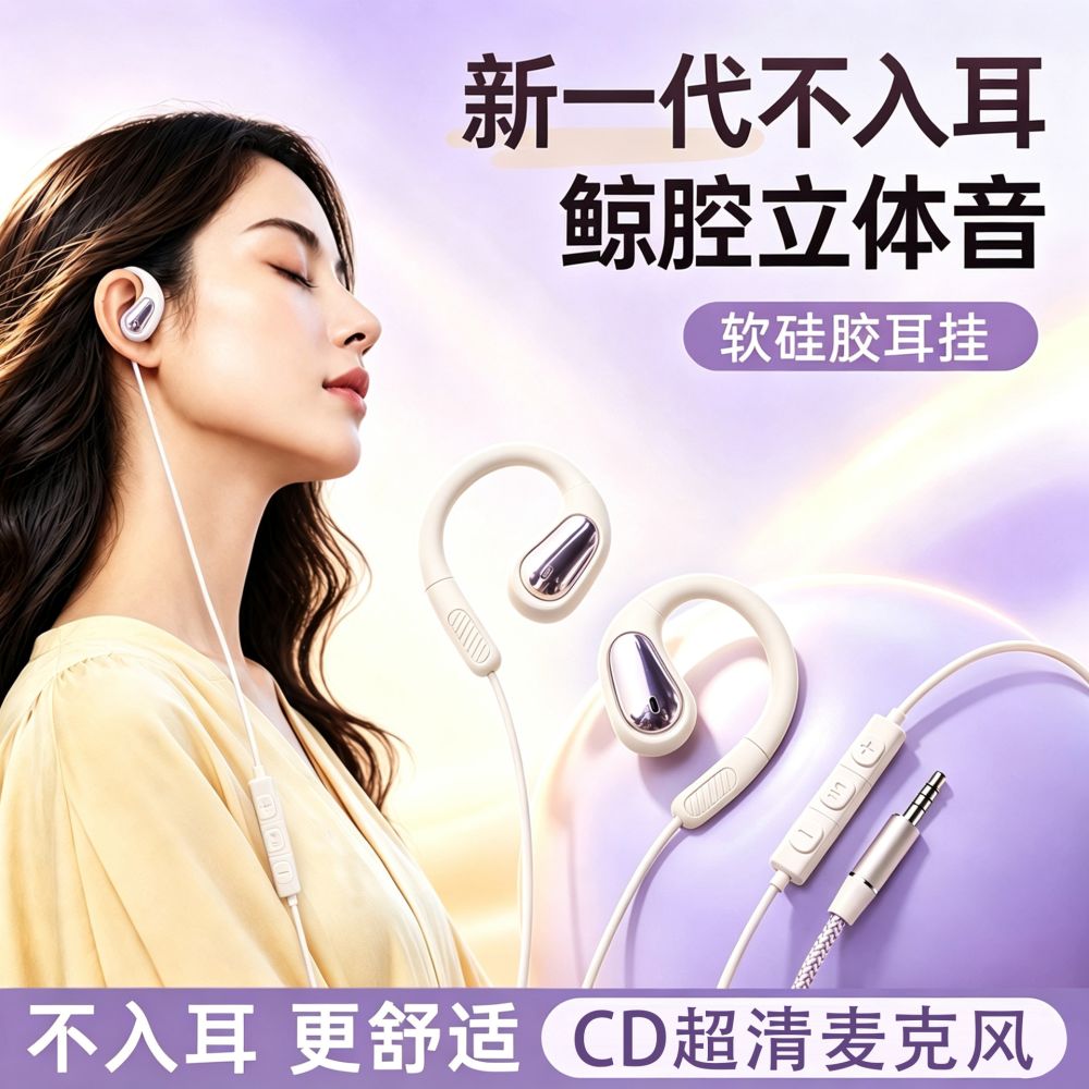 Wired ear-hook headphones Type-C with gaming microphone