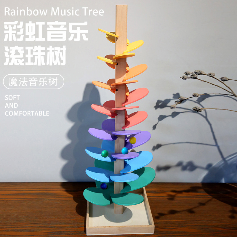 Rainbow Musical Wooden Tree Children's Educational Toy, Early Learning Baby Gift