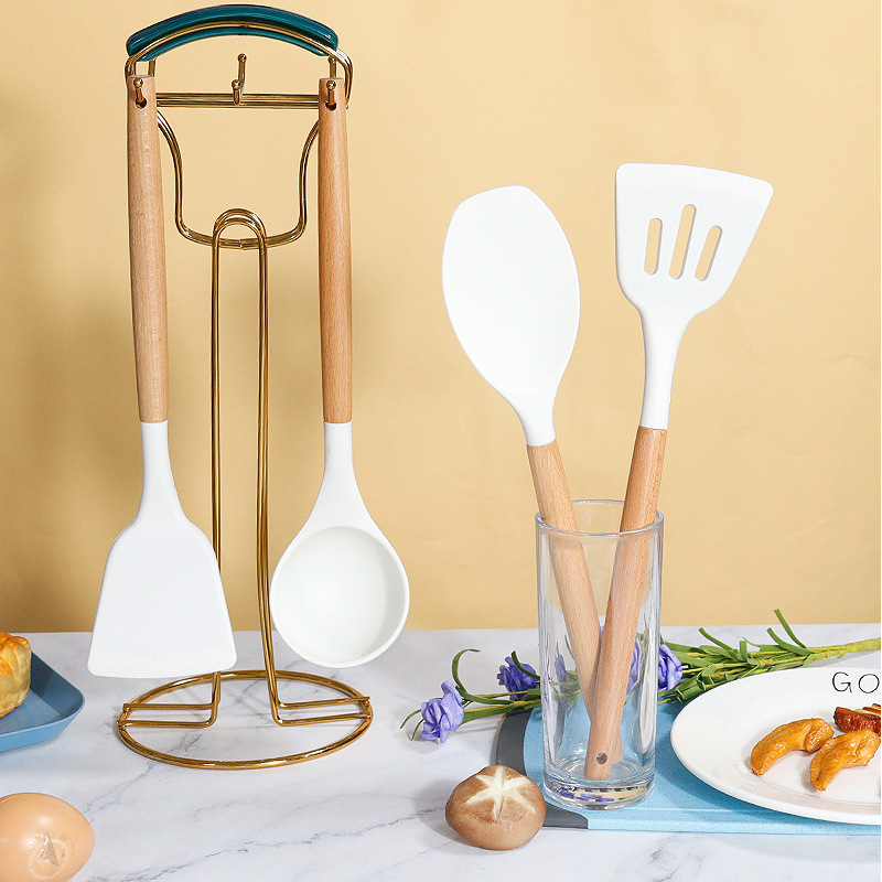 Silikon-Küchenutensilien-Set 12-teiliges Set Silikonspatel Suppenlöffel Antihaft-Pfanne Lebensmittelqualität-Silikonspatel Home-Typ Silikon-Küchenutensilien - 4