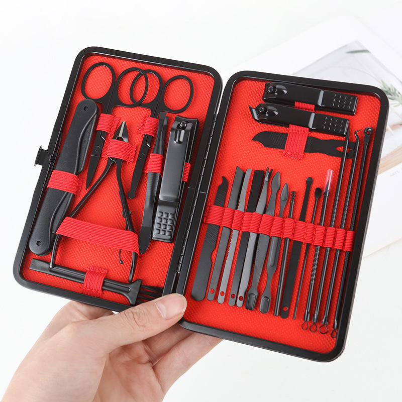 24-Piece Black Nail Scissors and Manicure Set