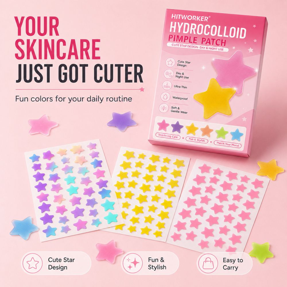 Colorful Star Acne Patches, Gentle on Skin, Makeup-Friendly