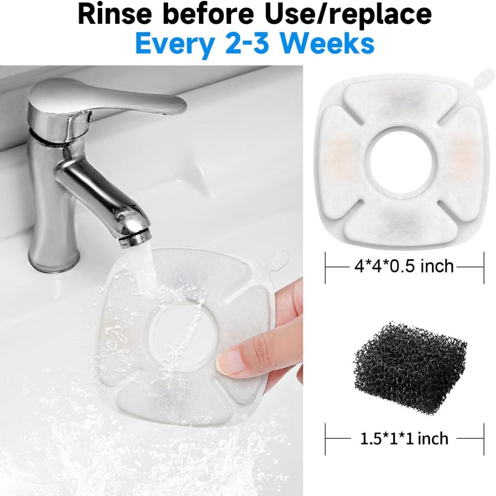 Ersatzfilter für Haustier-Wasserspender mit Filterwatte und Aktivkohle